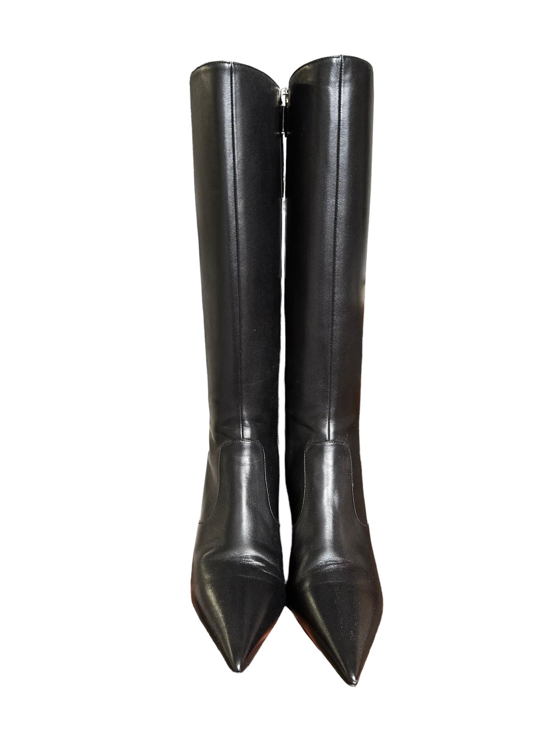 Dior Boots Black Leather Low Heels In New Condition In Torre Del Greco, IT