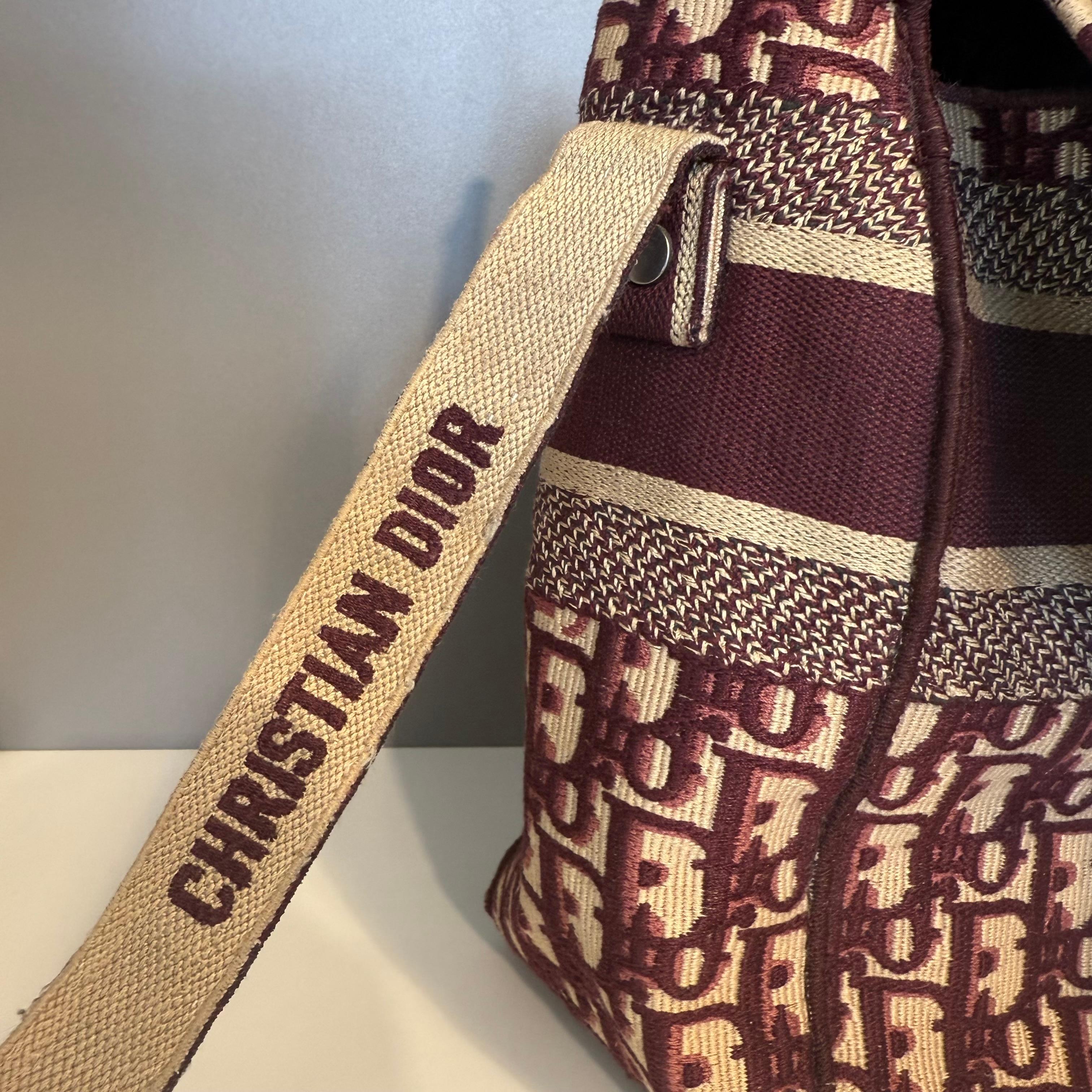 Dior Diorcamp Bordeau Borsa a tracolla in lino in vendita 1