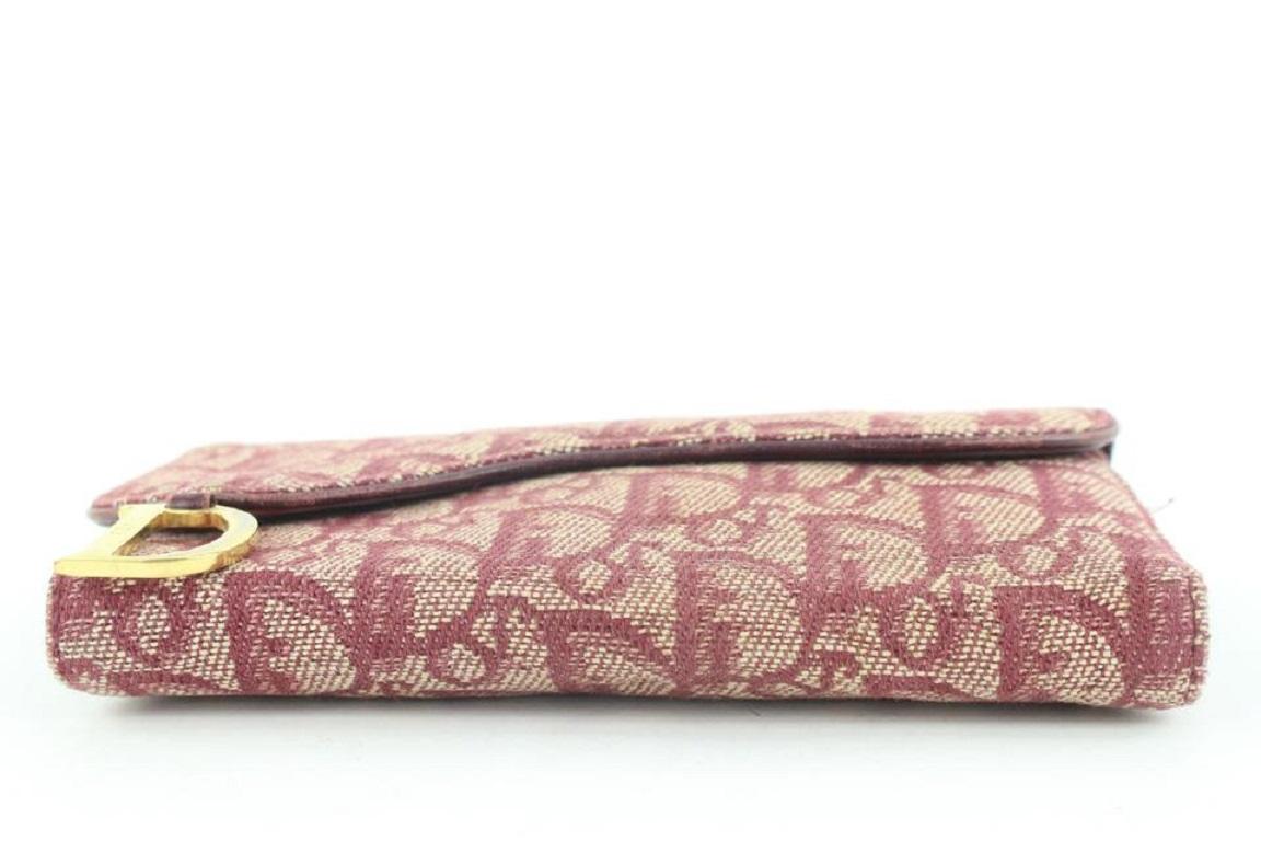 Women's Dior Bordeaux Monogram Trotteur Saddle Flap Long Wallet 215da210