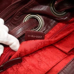 Dior Bordeaux Quilted  Bucket Hobo 870154 Red Leather Shoulder Bag