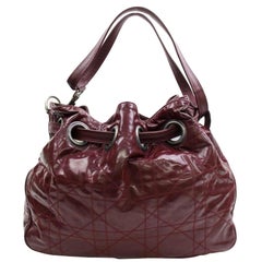 Dior Bordeaux Quilted  Bucket Hobo 870154 Red Leather Shoulder Bag