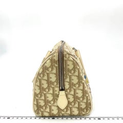 Dior Boston Bowling Bag White Oblique Monogram Canvas With Flower Embroidery