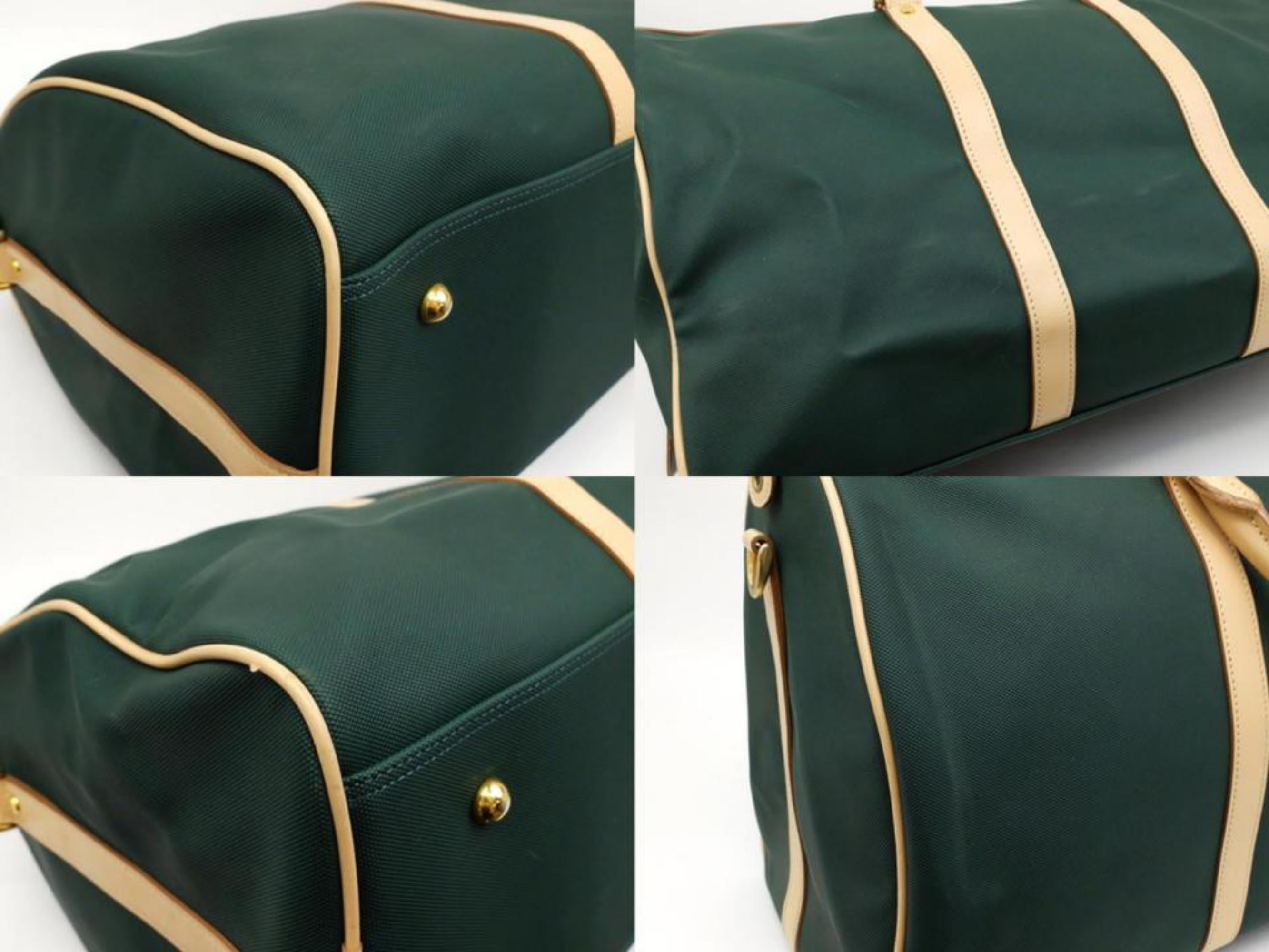 Dior Boston Duffle with Strap 232899 Green Coated Canvas Weekend/Travel Bag For Sale 7