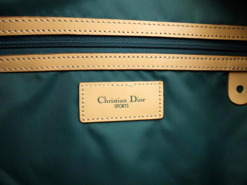 Dior Boston Duffle with Strap 232899 Green Coated Canvas Weekend/Travel Bag In Good Condition For Sale In Forest Hills, NY