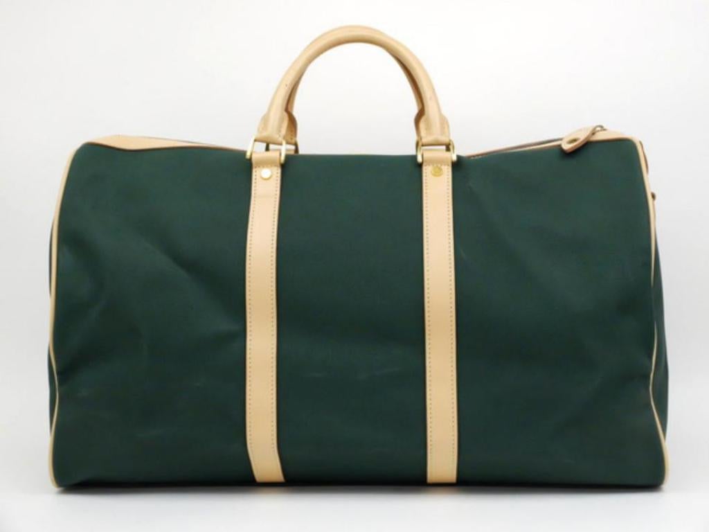 Dior Boston Duffle with Strap 232899 Green Coated Canvas Weekend/Travel Bag For Sale 1