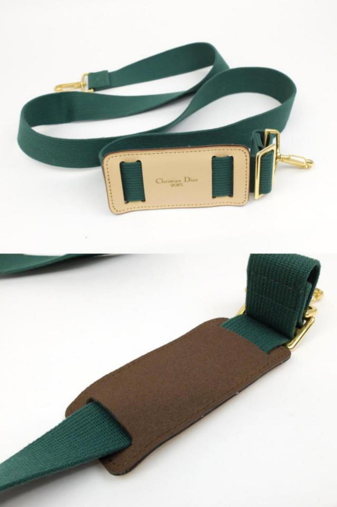 Dior Boston Duffle with Strap 232899 Green Coated Canvas Weekend/Travel Bag For Sale 2