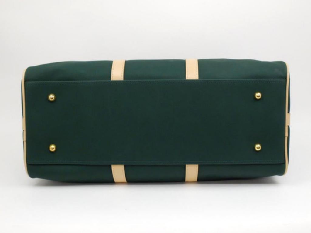 Dior Boston Duffle with Strap 232899 Green Coated Canvas Weekend/Travel Bag For Sale 3