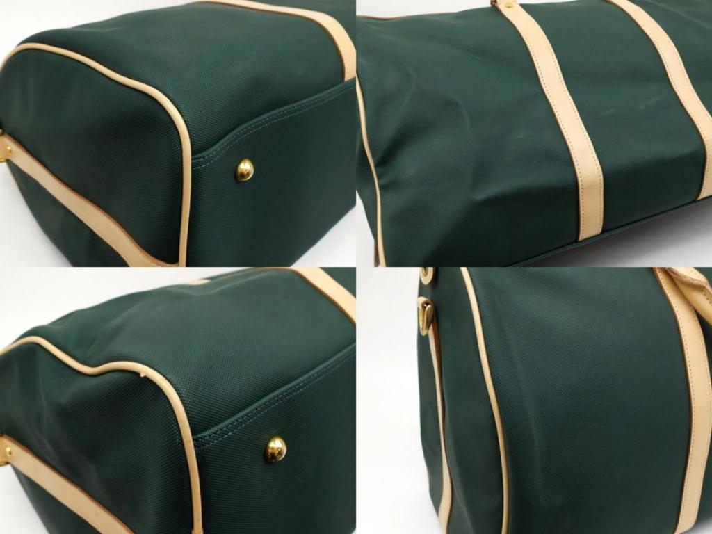 Dior Boston Duffle with Strap 232899 Green Coated Canvas Weekend/Travel Bag For Sale 4