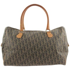 Dior Boston Oblique Blue Coated Canvas Satchel 22988658