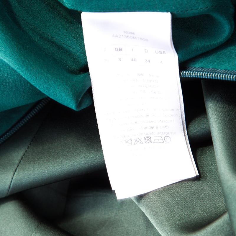 Dior Bottle Green Silk Satin Flared High Waist Maxi Skirt S In Good Condition In Dubai, Al Qouz 2