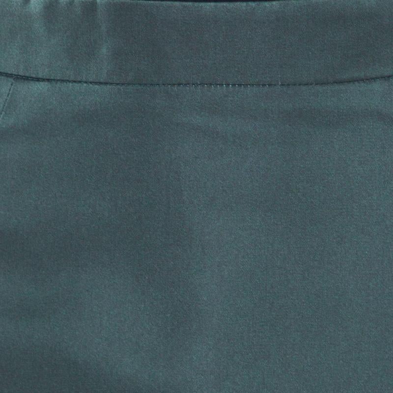 Dior Bottle Green Silk Satin Flared High Waist Maxi Skirt S 1