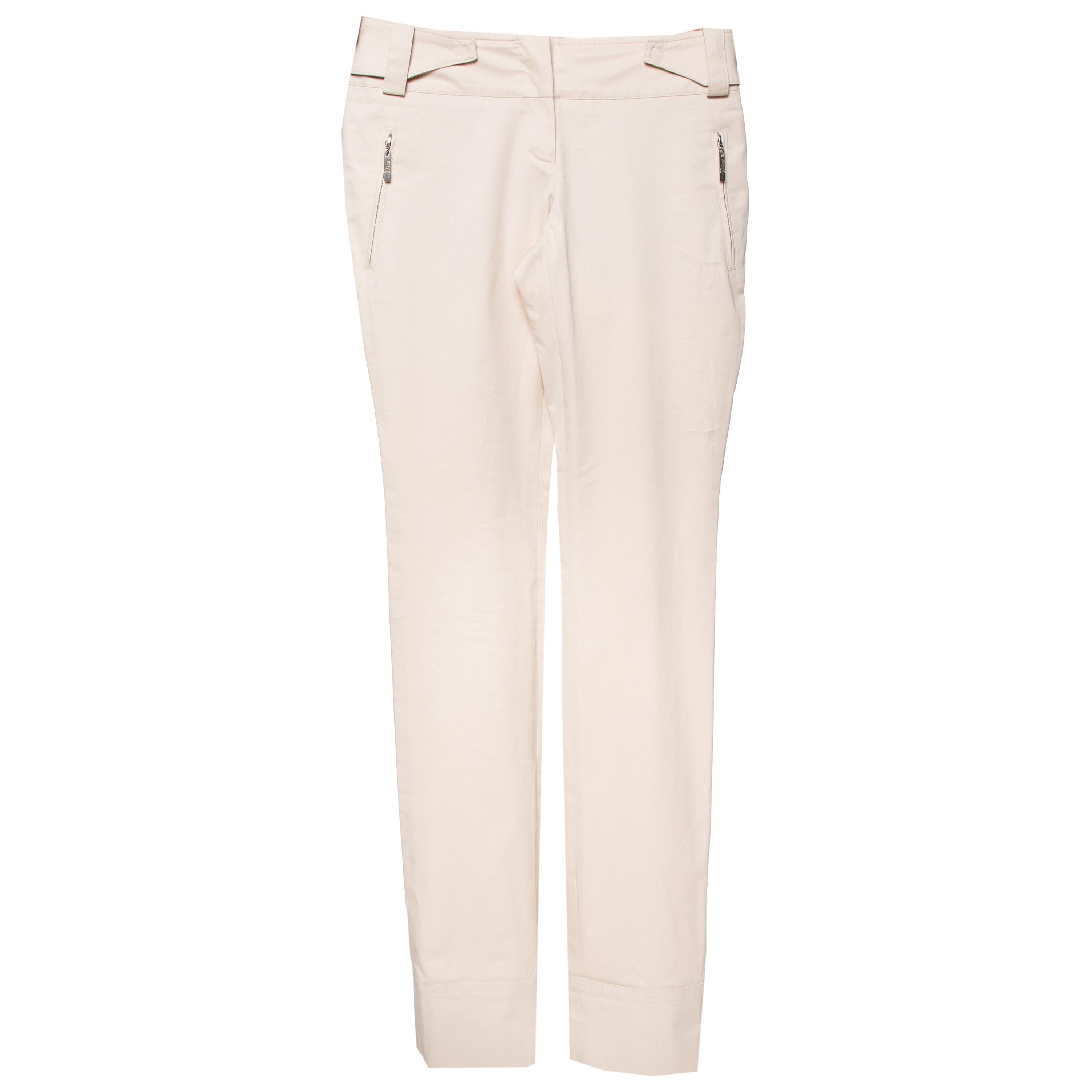 Dior Boutique Beige Cotton Cuffed Hem Pants S