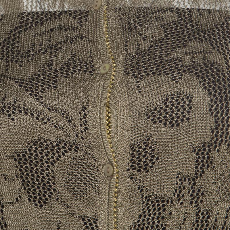 Dior Boutique Strickjacke mit Knopfleiste aus Spitze in Olivgrün, Perforiertes Strick, L im Zustand „Gut“ im Angebot in Dubai, Al Qouz 2