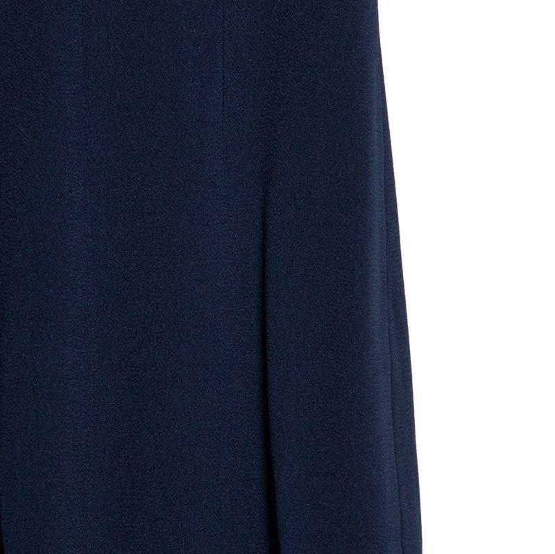 Black Dior Boutique Navy Blue Crepe Strapless Gown S