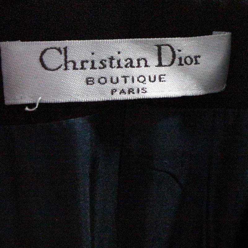 Dior Boutique Navy Blue Crepe Strapless Gown S In Good Condition In Dubai, Al Qouz 2