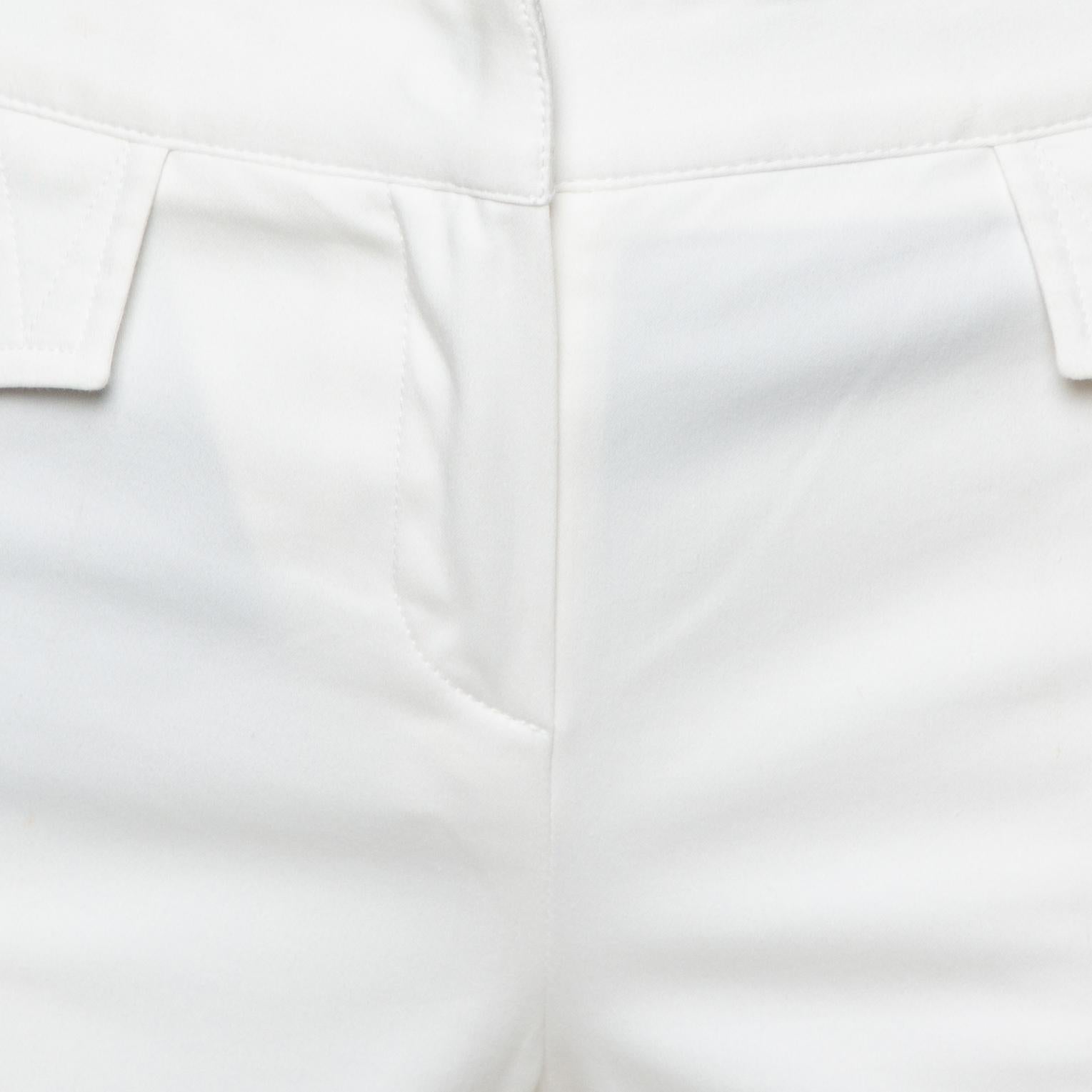 Dior Boutique Off White Stretch Cotton Cropped Pants S In Good Condition In Dubai, Al Qouz 2