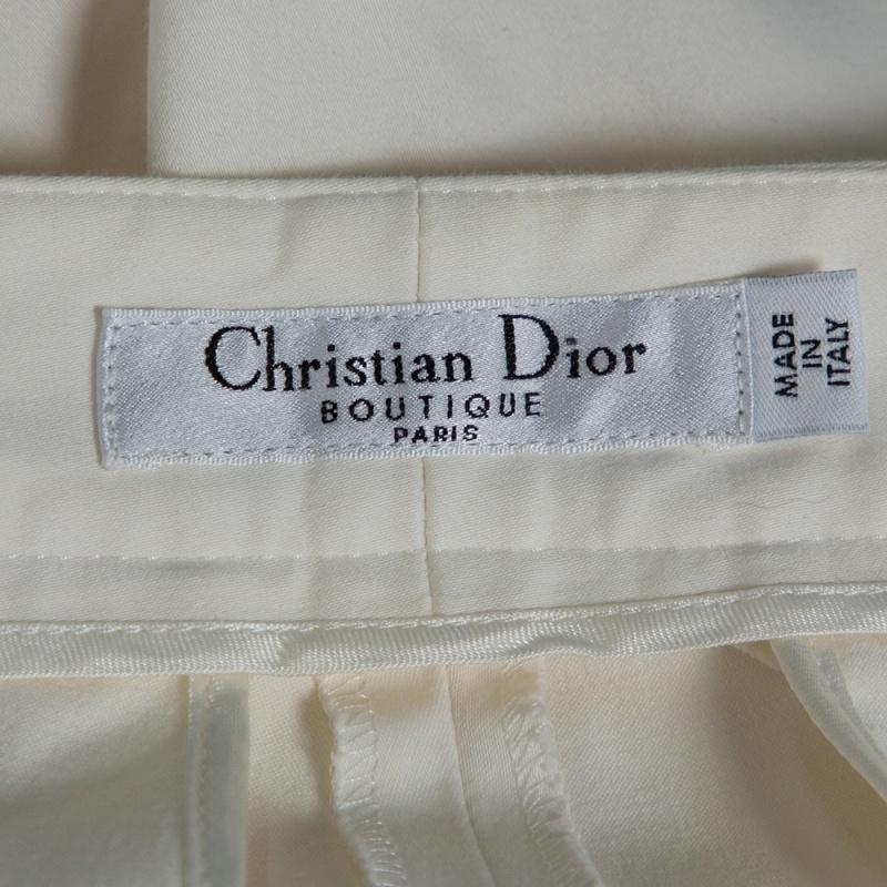 Dior Boutique Off White Stretch Cotton Cropped Pants S 1