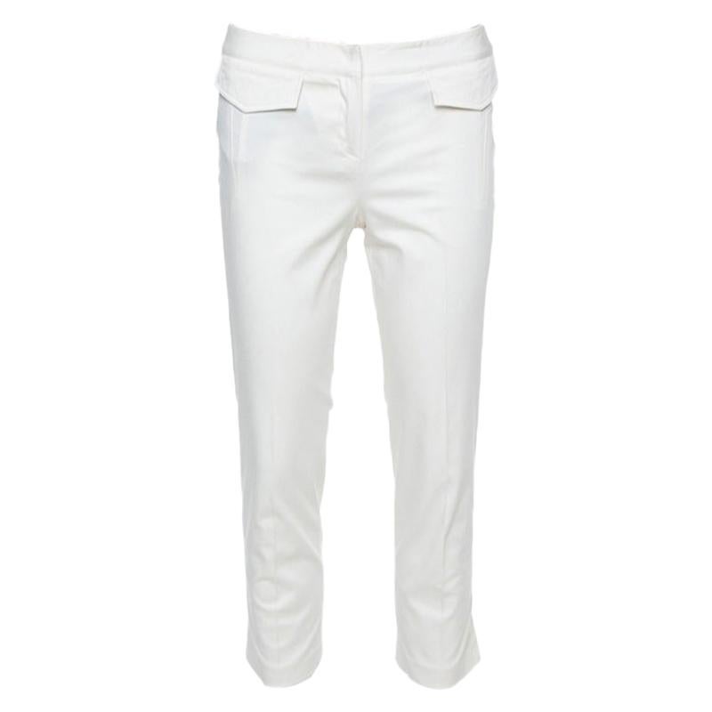 Dior Boutique Off White Stretch Cotton Cropped Pants S