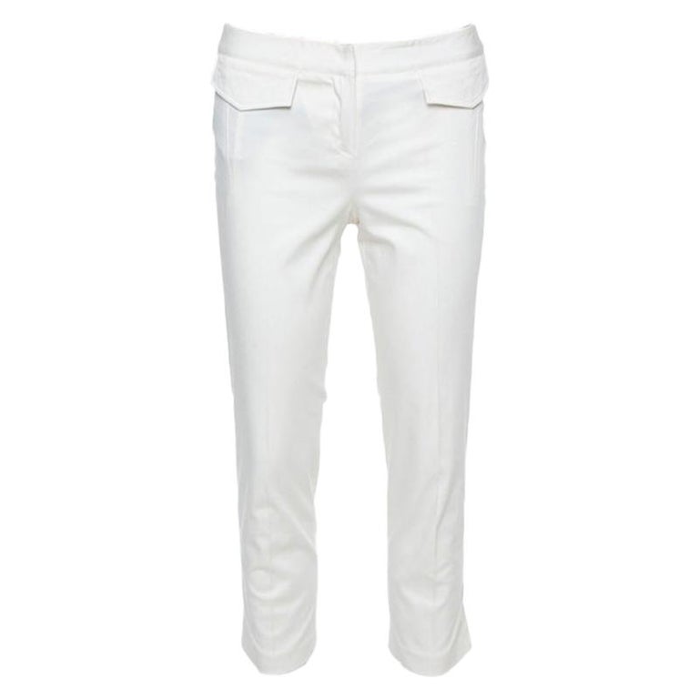 Dior Boutique Off White Stretch Cotton Cropped Pants S For Sale at 1stDibs