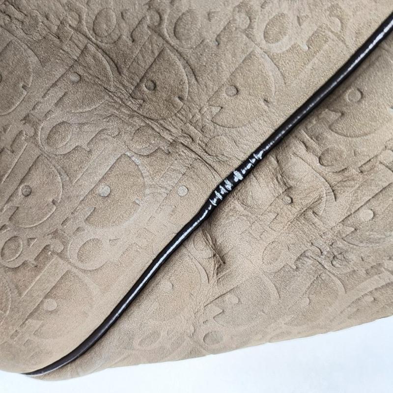Dior Bowling Bag Brown Suede Monogram Black Handles 30cm en vente 6