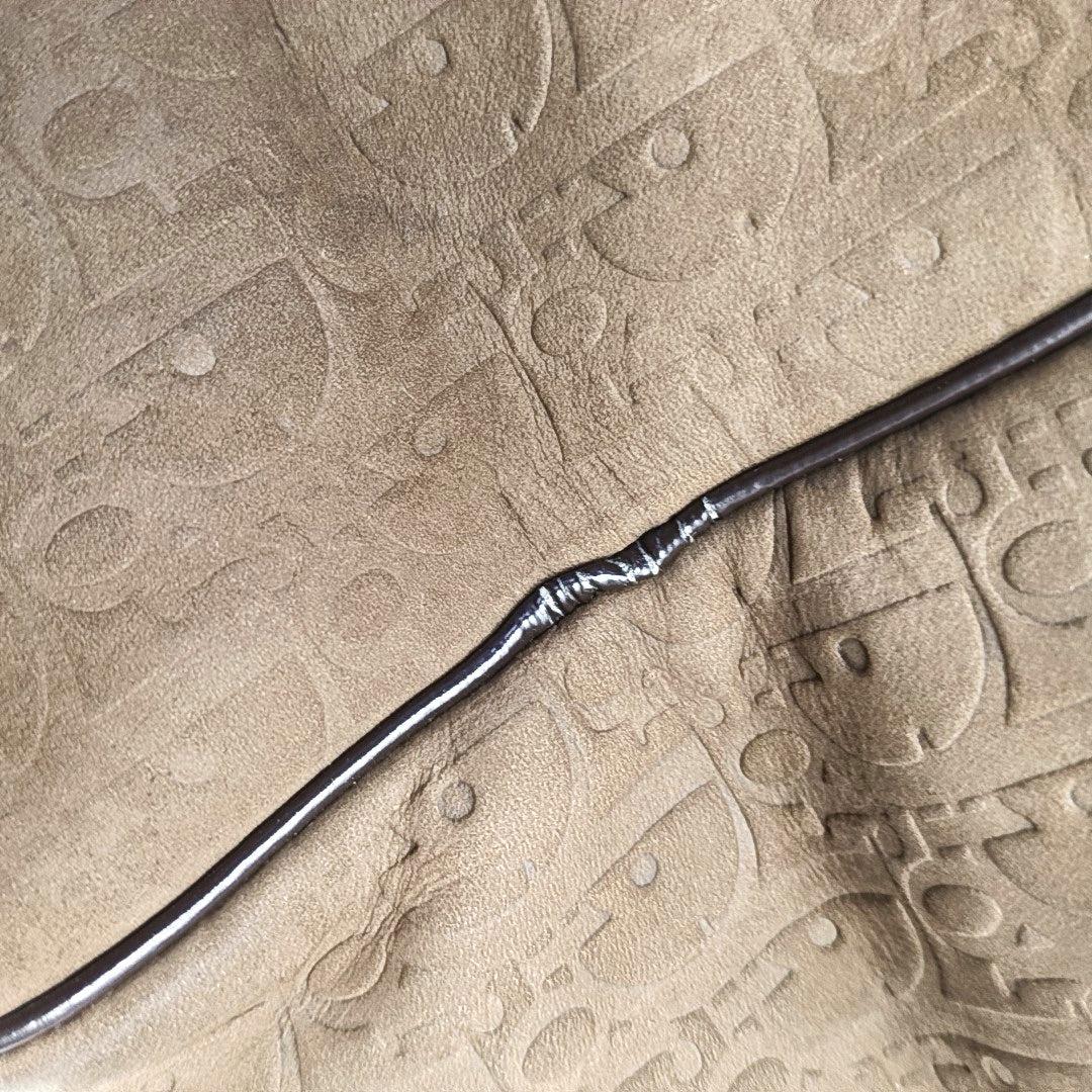 Dior Bowling Bag Brown Suede Monogram Black Handles 30cm en vente 7