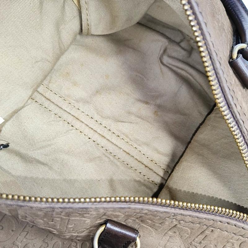 Dior Bowling Bag Brown Suede Monogram Black Handles 30cm en vente 2