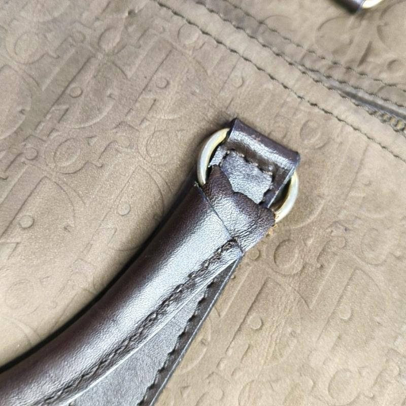 Dior Bowling Bag Brown Suede Monogram Black Handles 30cm en vente 4