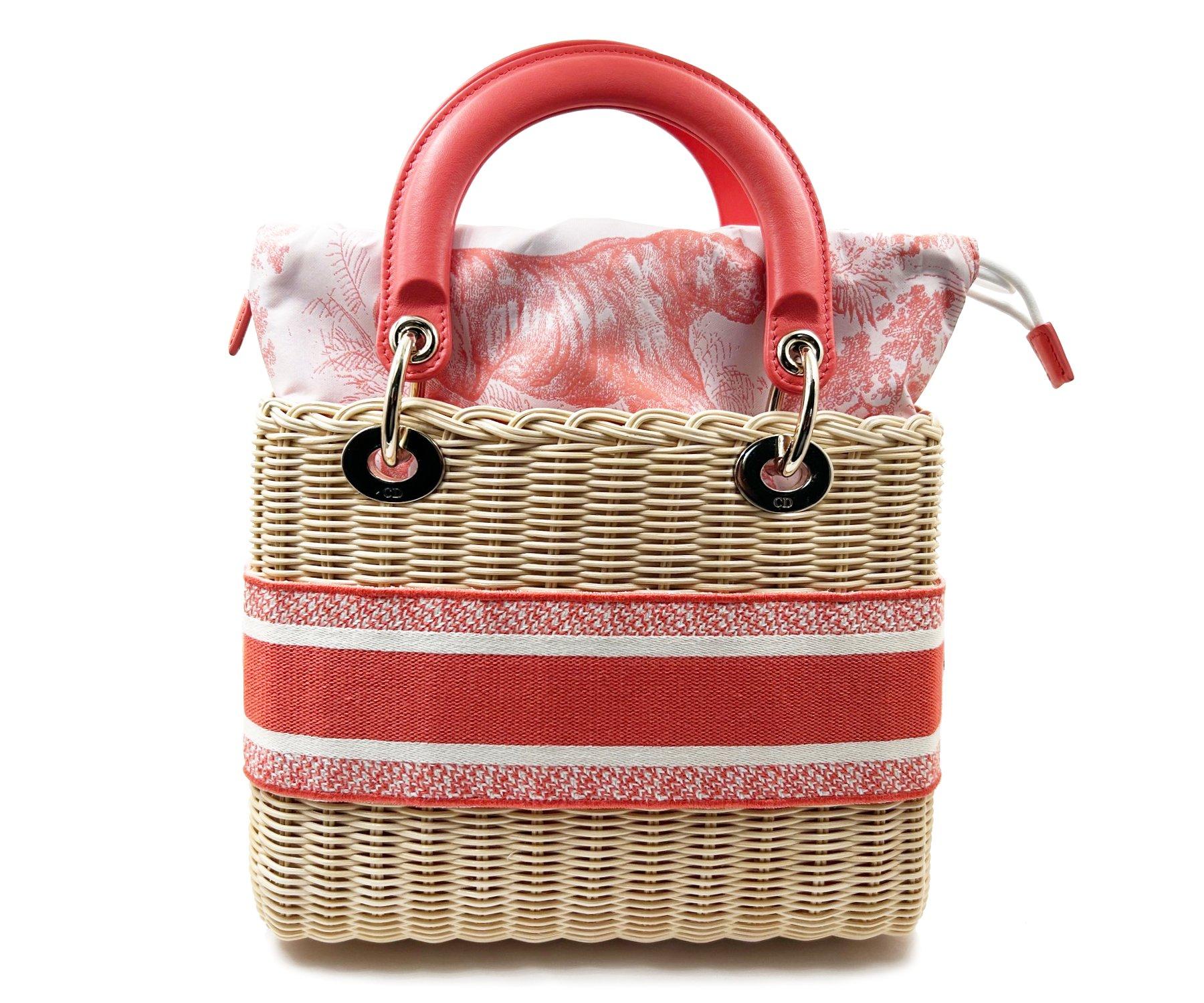 Brown Dior Brand New Sold Out Diorviera Lady Dior Coral Medium Basket Crossbody Bag For Sale