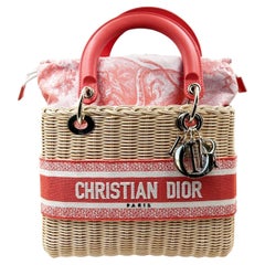 Dior Brand New Sold Out Diorviera Lady Dior Coral Medium Basket Crossbody Bag