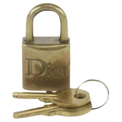 Dior Brass Gold Padlock and Key Cadena Lock Set 1012d32