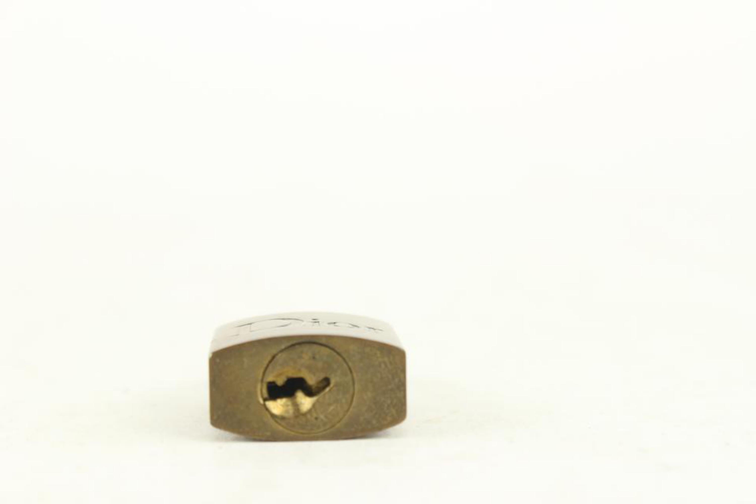 Dior Brass Logo Lock and Key Padlock Key Bag Charm 4DR1028 For Sale 4