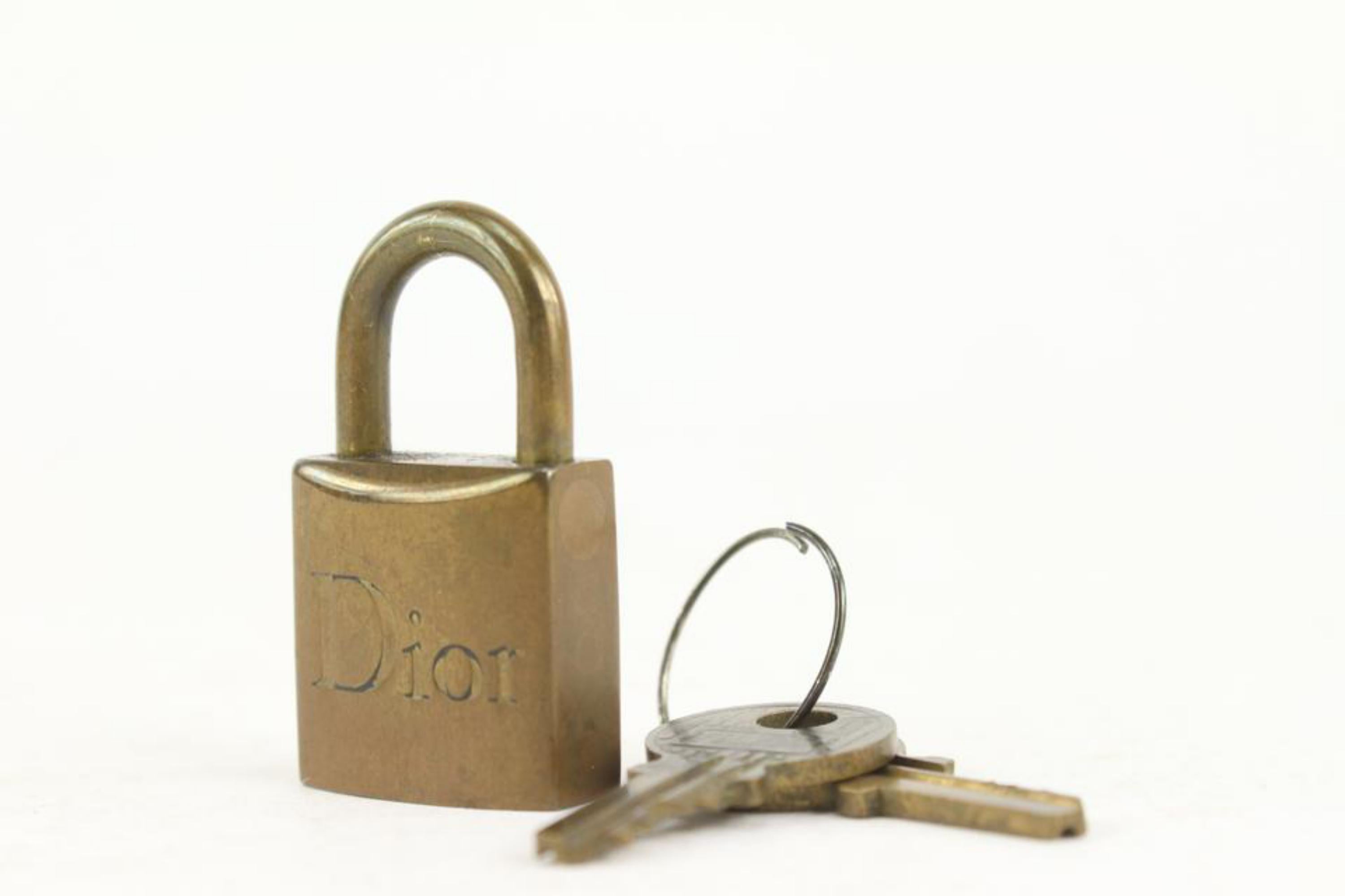 Dior Brass Logo Lock and Key Padlock Key Bag Charm 4DR1028 For Sale 5