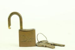 Dior Brass Logo Lock and Key Padlock Key Bag Charm 4DR1028