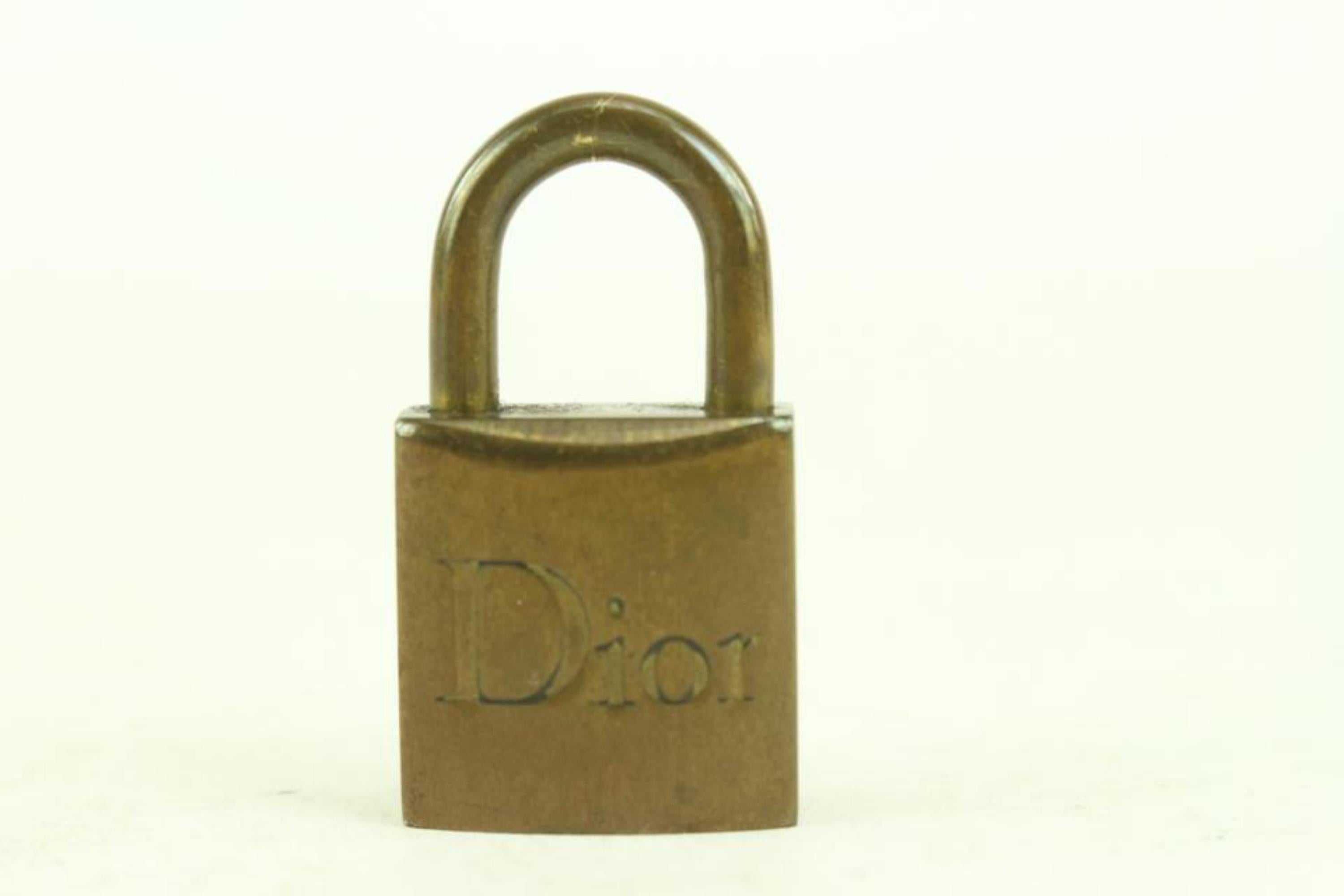 Dior Brass Logo Lock and Key Padlock Key Bag Charm 4DR1028 For Sale 2