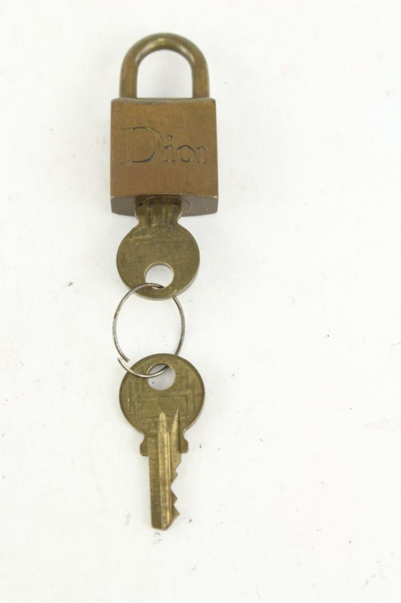 Dior Brass Logo Lock and Key Padlock Key Bag Charm 4DR1028 For Sale 3