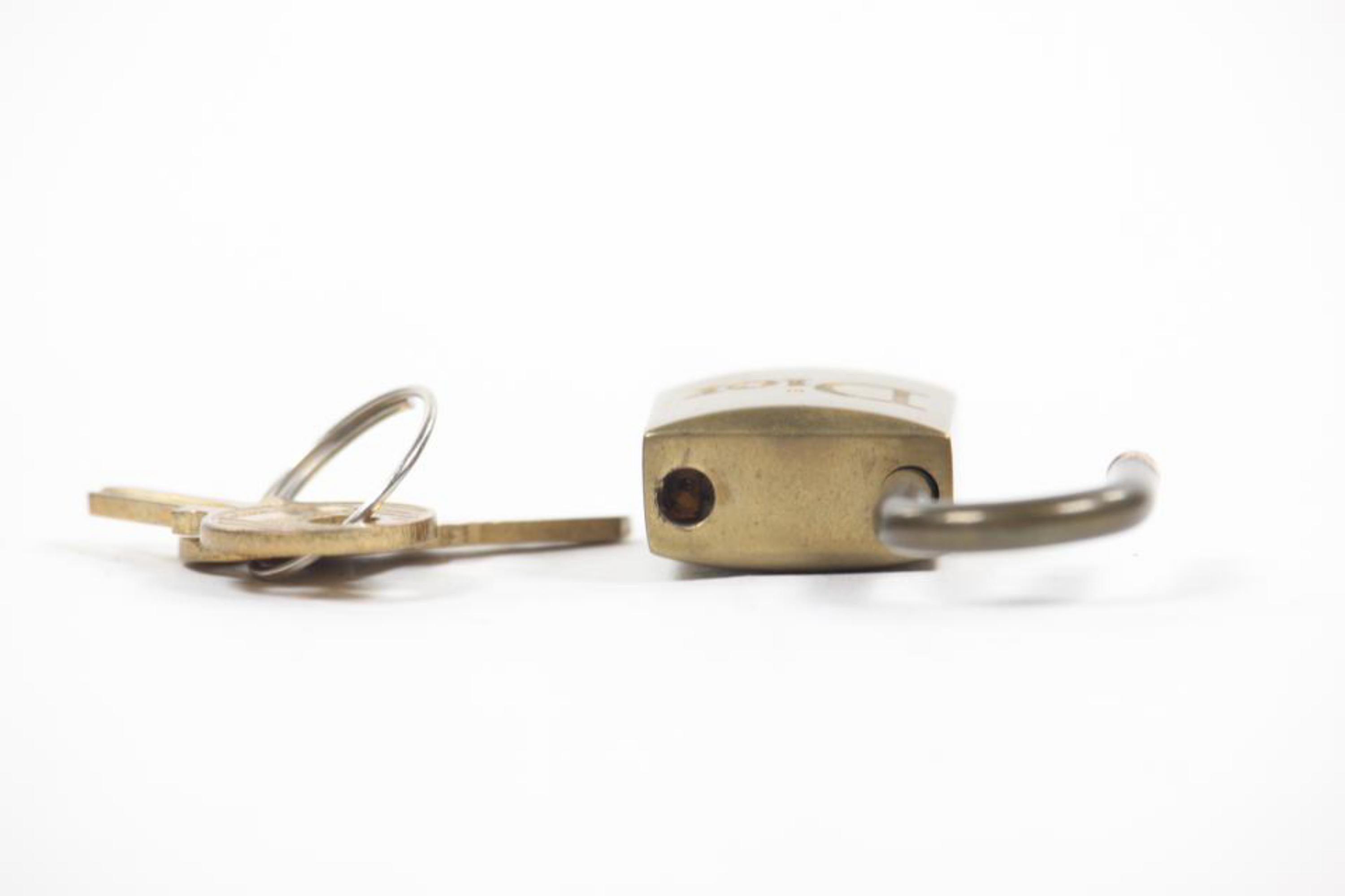 Dior Brass Logo Padlock and Key Bag Charm Lock Set 3DR1104 For Sale 4