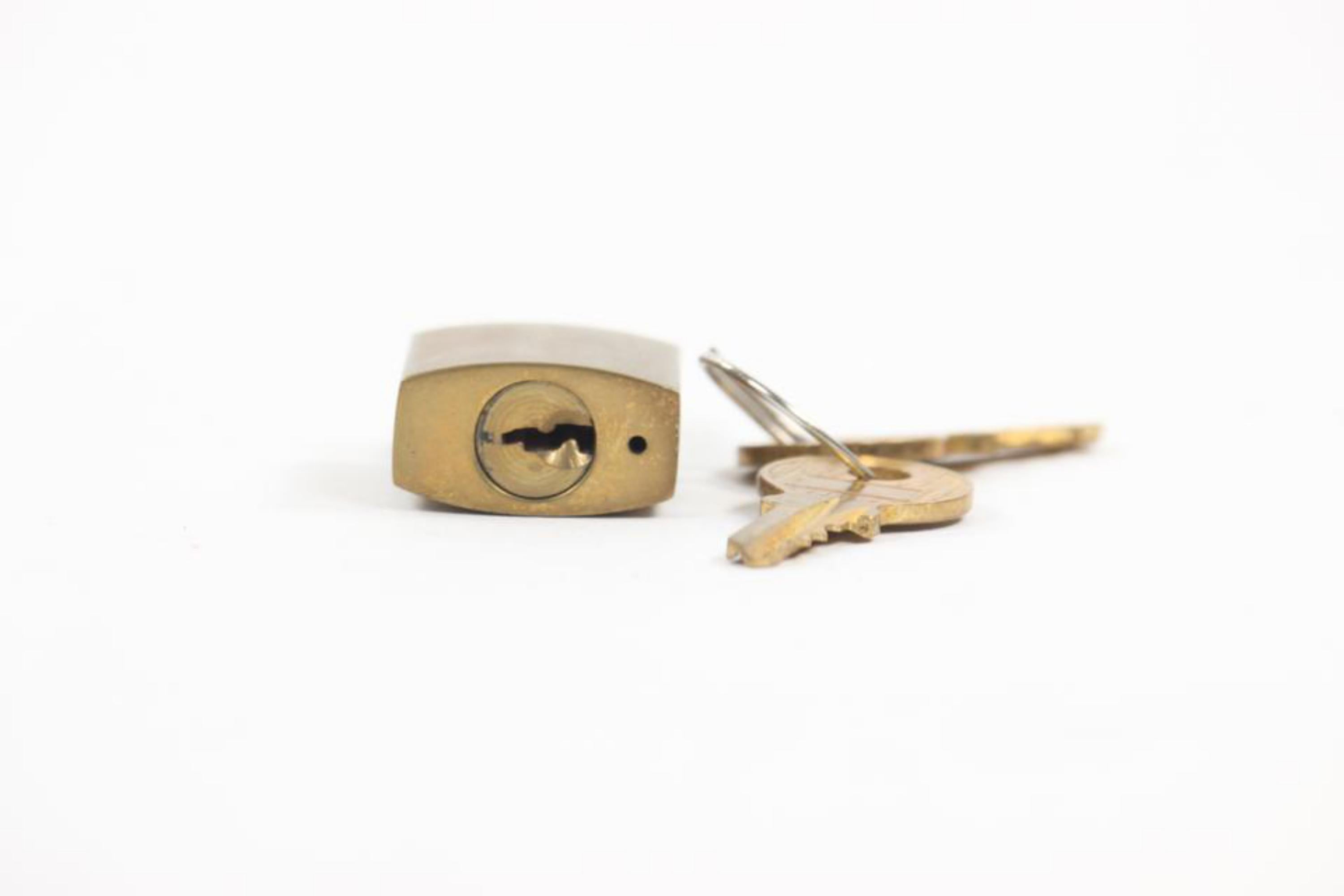 Dior Brass Logo Padlock and Key Bag Charm Lock Set 3DR1104 For Sale 5