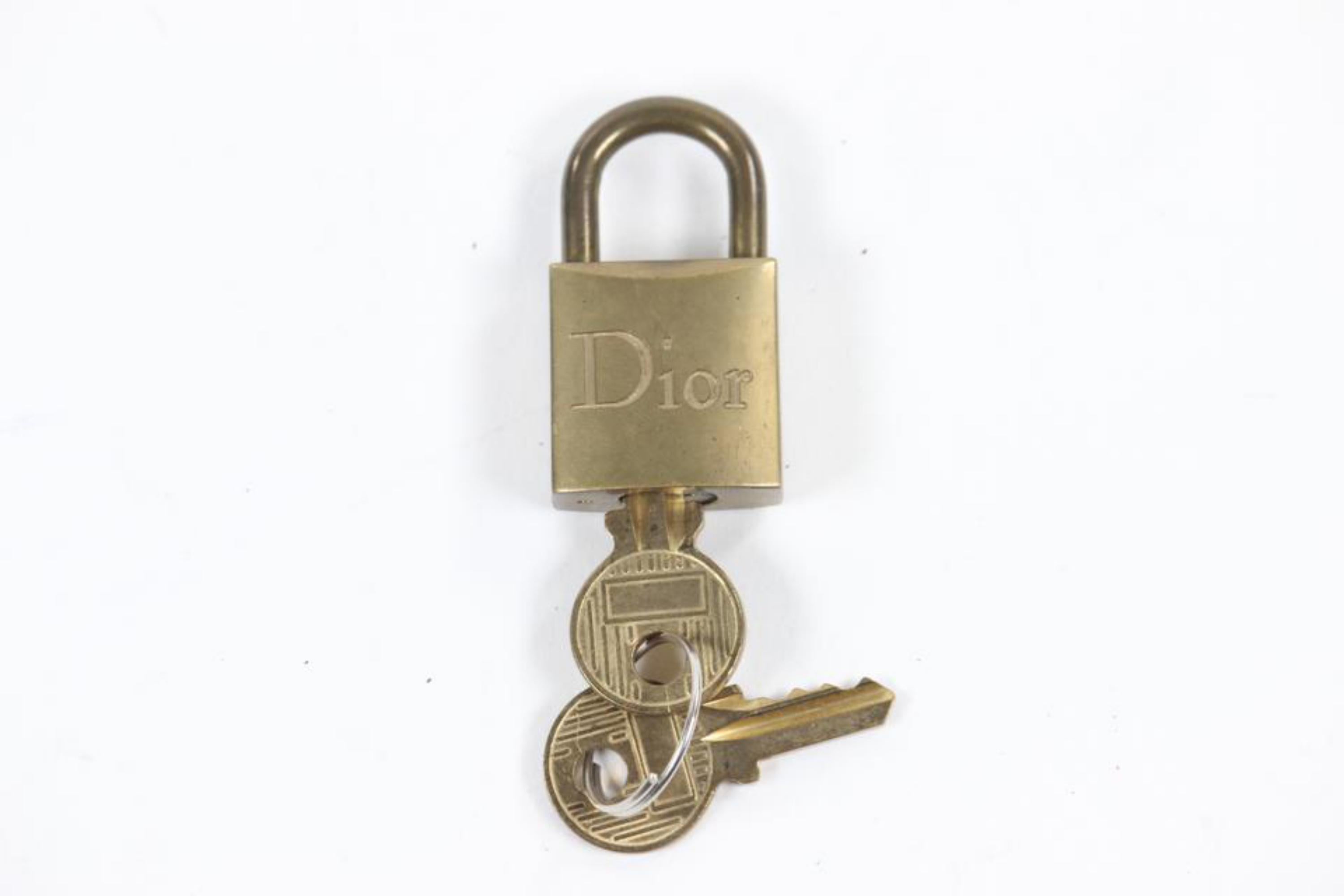 Dior Brass Logo Padlock and Key Bag Charm Lock Set 3DR1104 For Sale 6