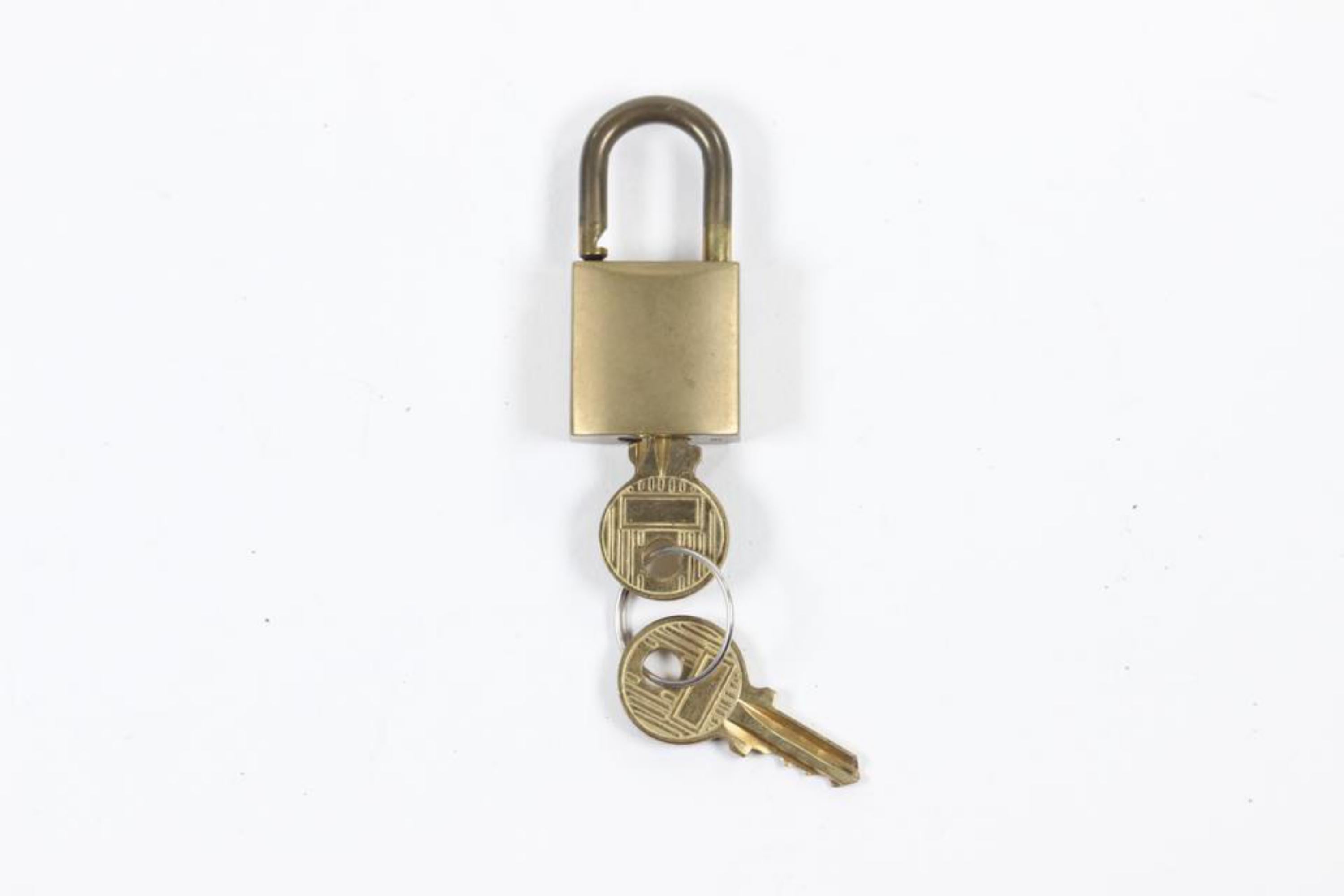 Brown Dior Brass Logo Padlock and Key Bag Charm Lock Set 3DR1104 For Sale