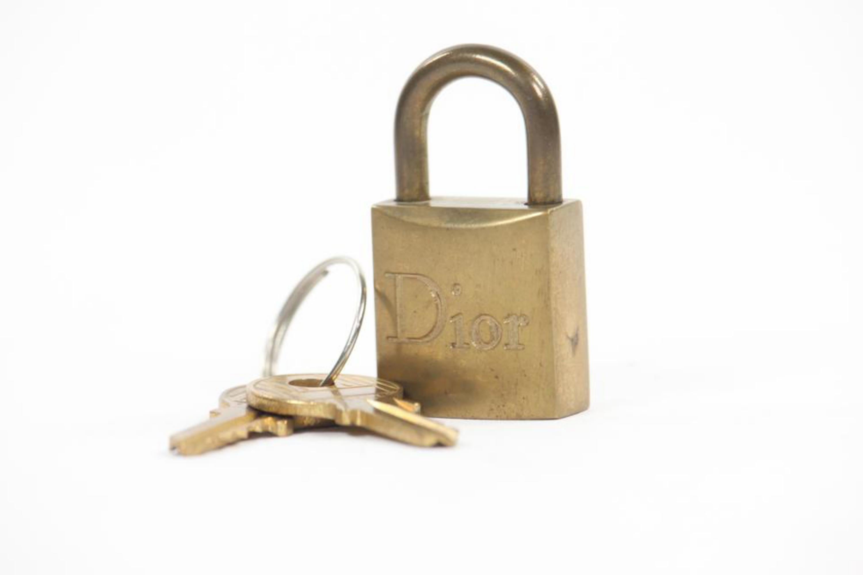 Dior Brass Logo Padlock and Key Bag Charm Lock Set 3DR1104 For Sale 1