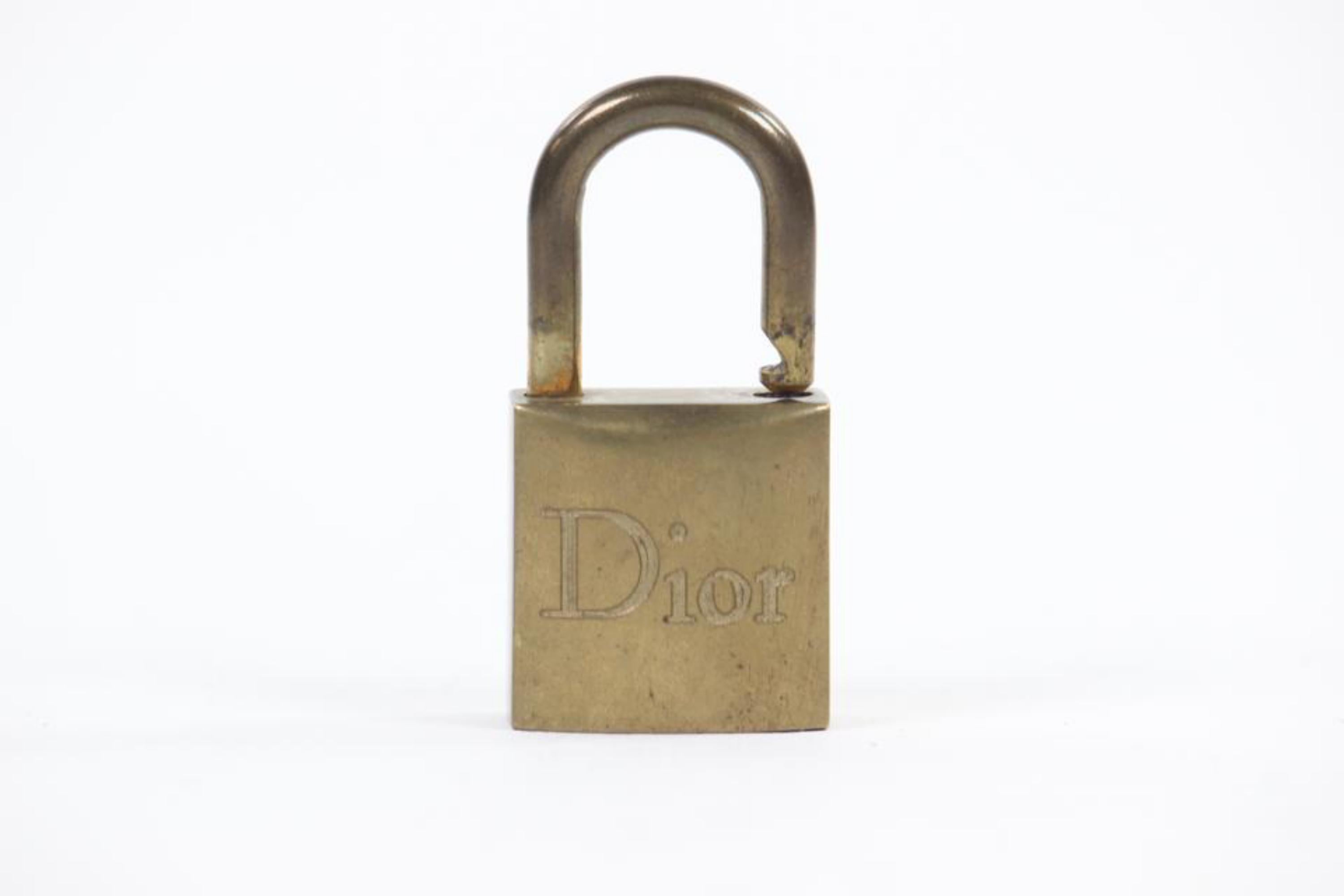 Dior Brass Logo Padlock and Key Bag Charm Lock Set 3DR1104 For Sale 2