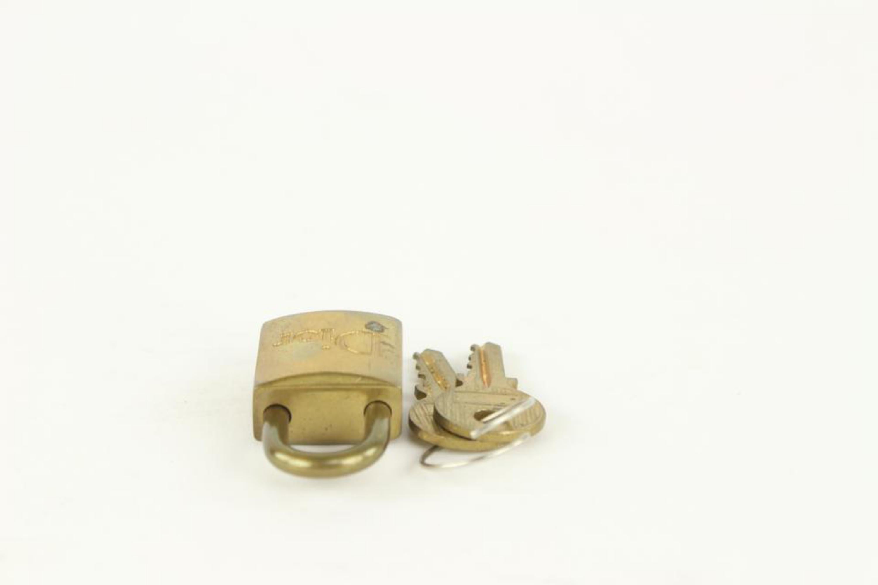 Dior Brass Logo Padlock and Key Lock Bag Charm Cadena 1DR1028 For Sale 2