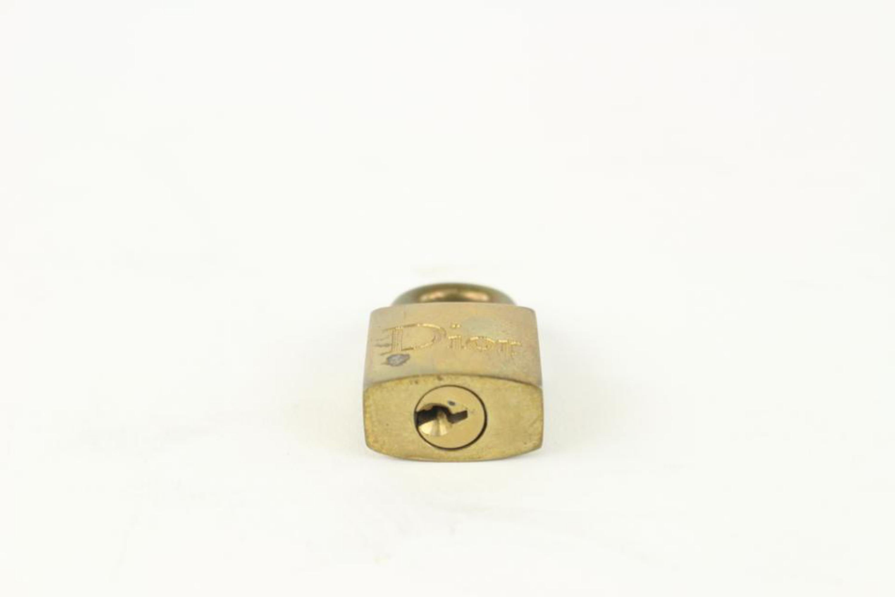 Dior Brass Logo Padlock and Key Lock Bag Charm Cadena 1DR1028 For Sale 3
