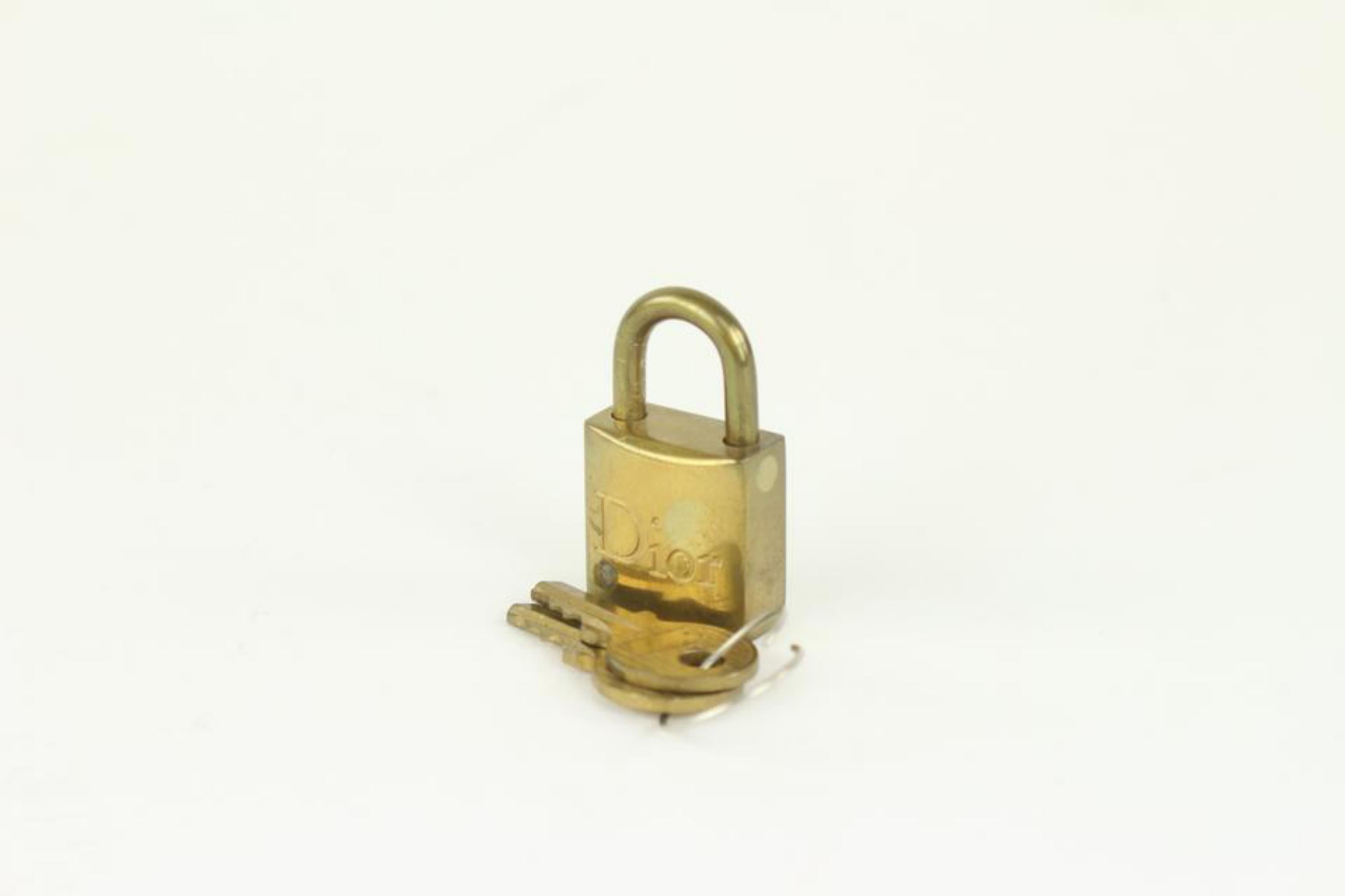 Dior Messing Logo Vorhängeschloss und Schlüsselschloss Tasche Charm Cadena 1DR1028 (Braun) im Angebot