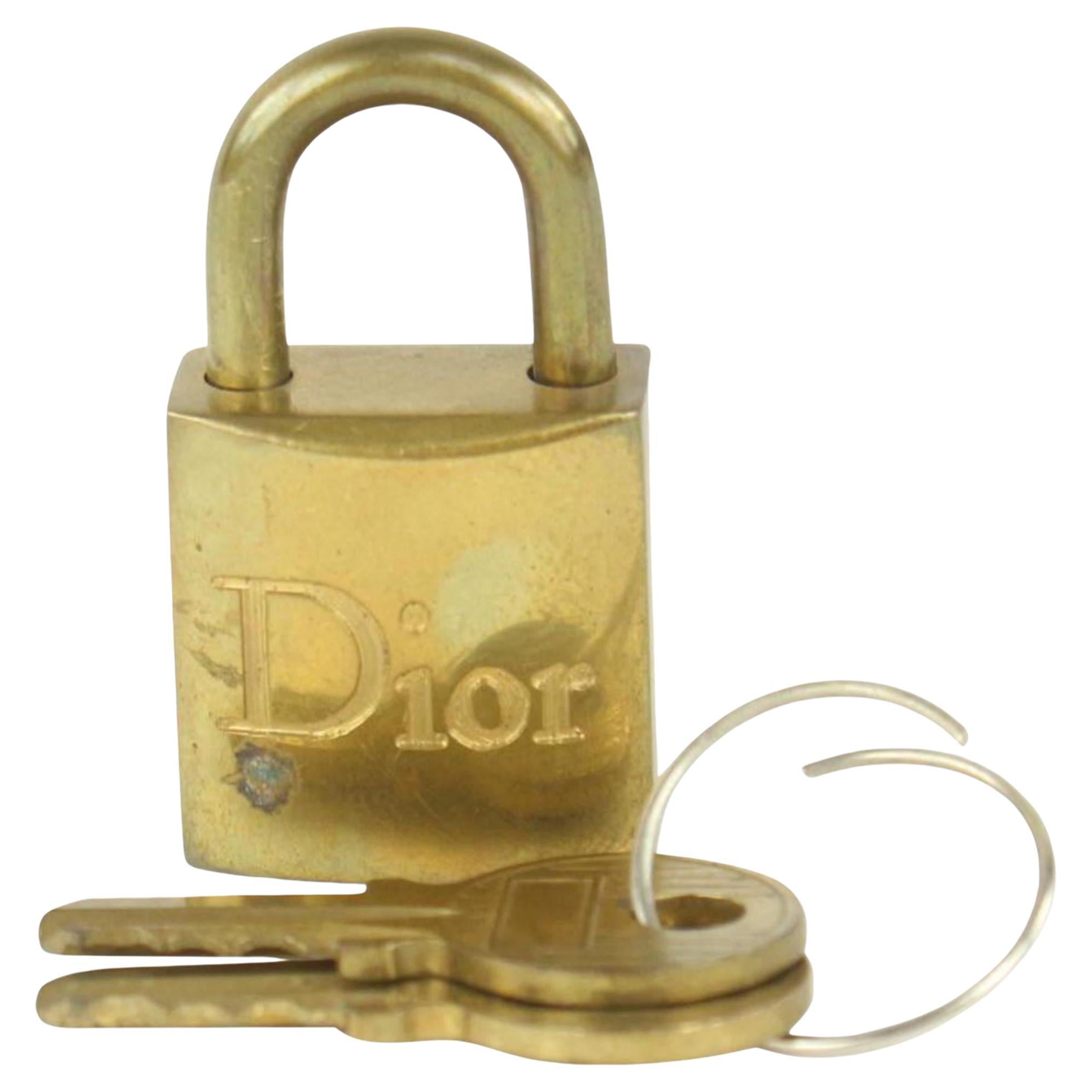 Dior Brass Logo Padlock and Key Lock Bag Charm Cadena 1DR1028 For Sale