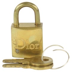 Dior Brass Logo Padlock and Key Lock Bag Charm Cadena 1DR1028