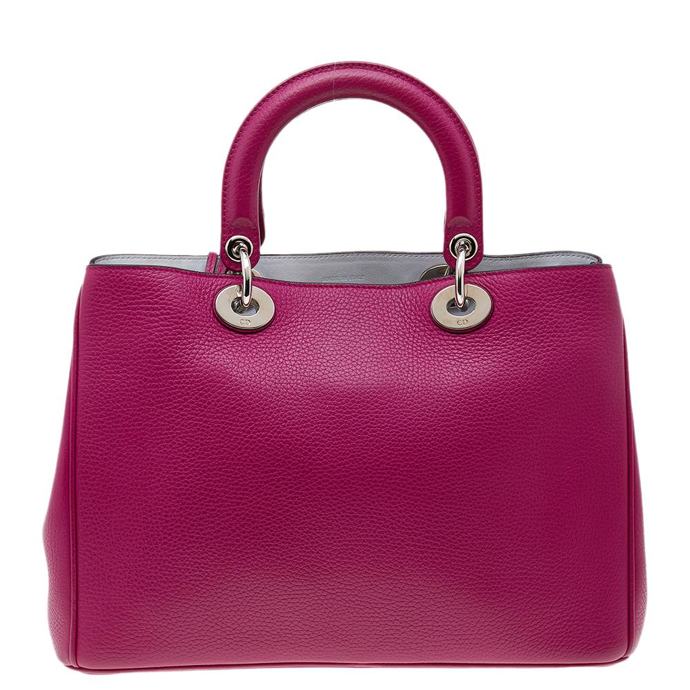 Dior Bright Pink Leather Medium Diorissimo Tote 4