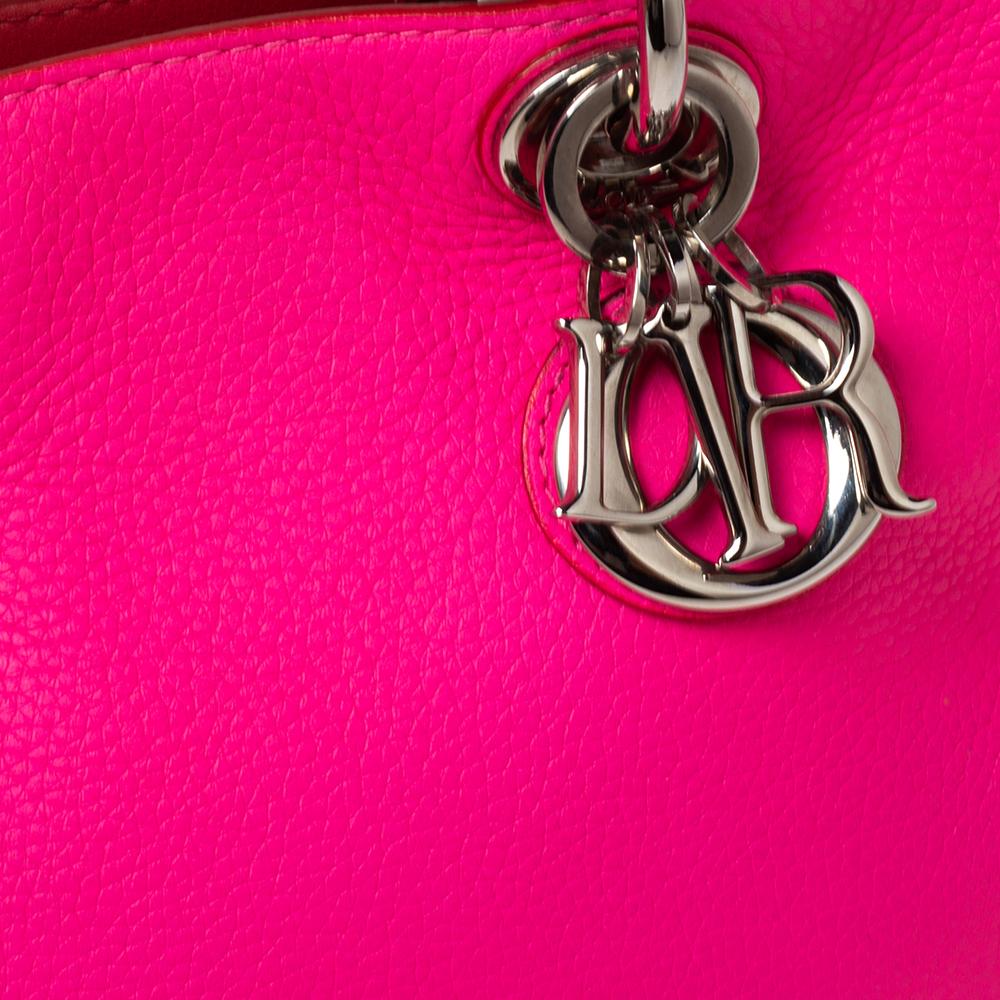 Dior Bright Pink Pebbled Leather Mini Diorissimo Tote 1