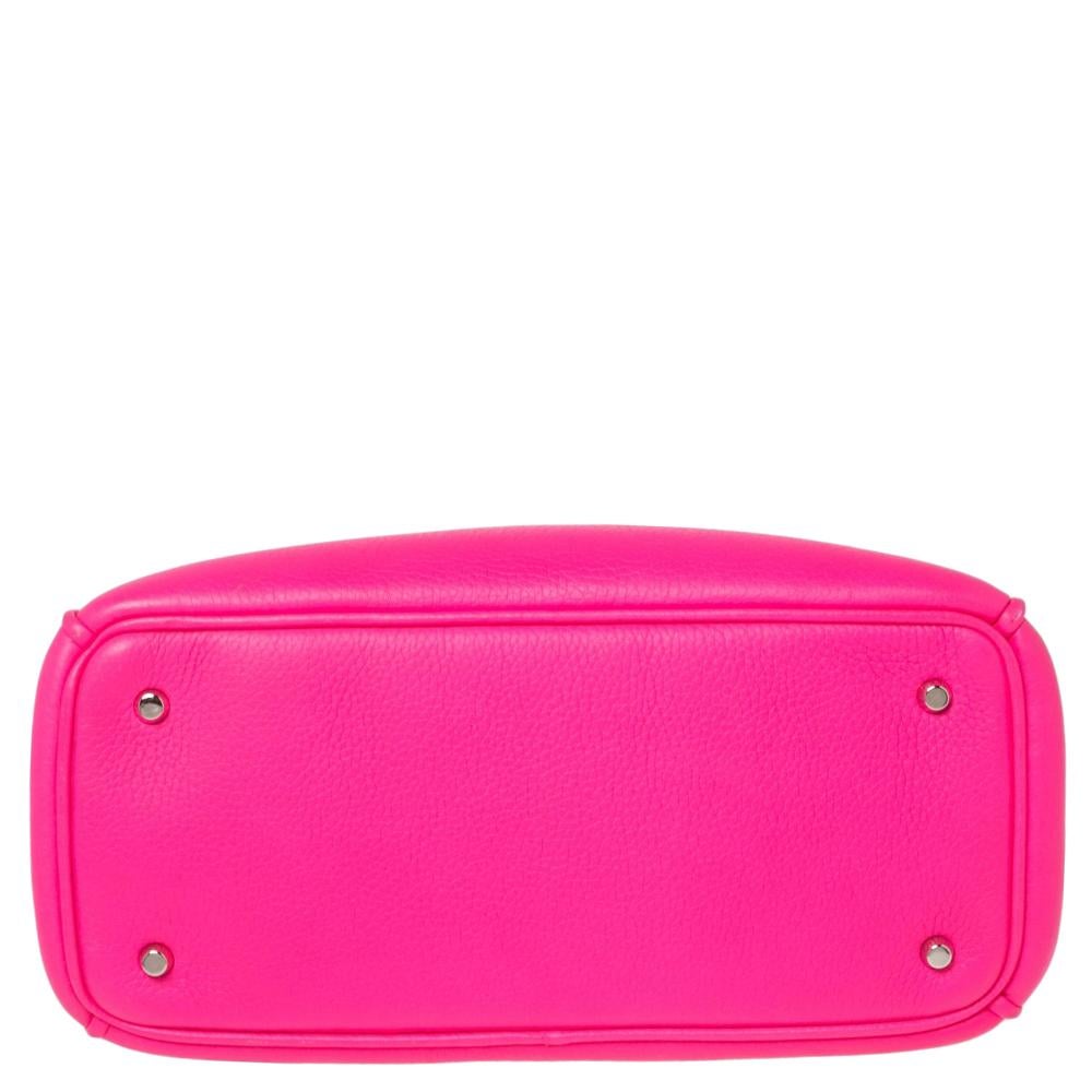 Dior Bright Pink Pebbled Leather Mini Diorissimo Tote 2