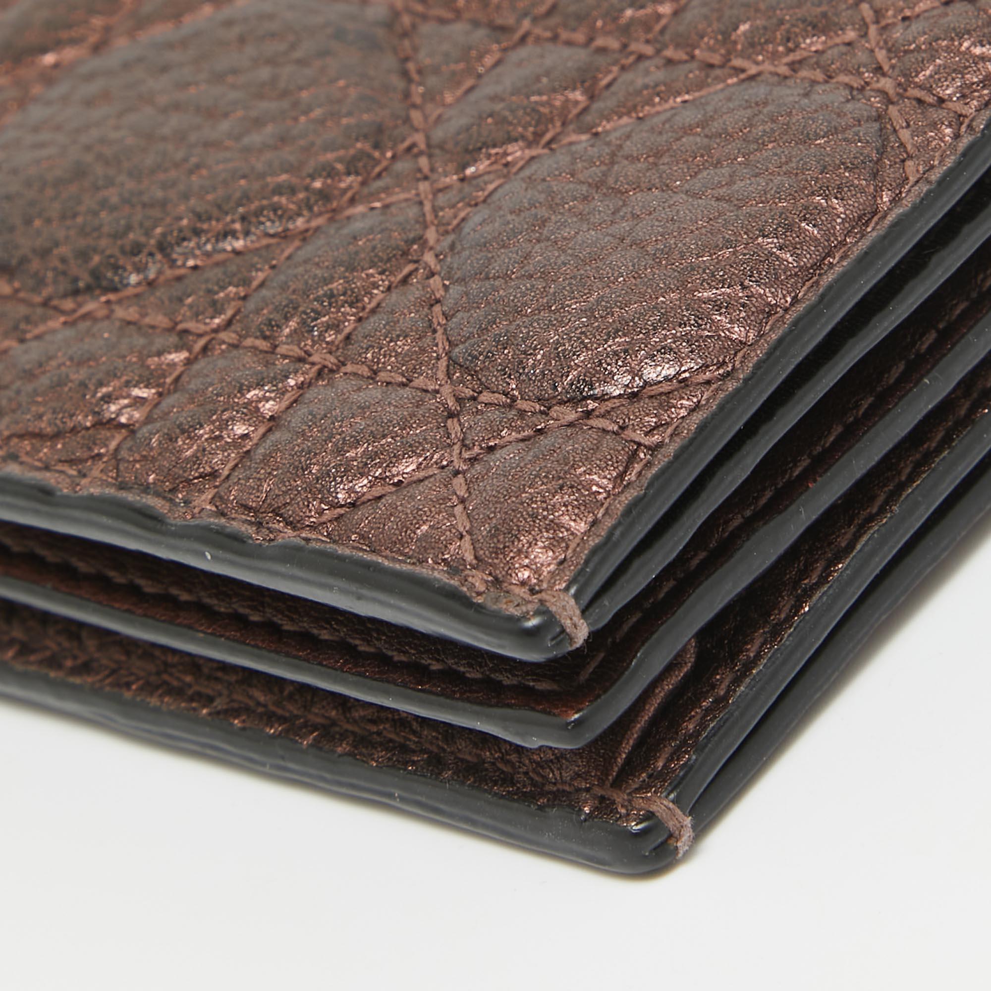 Dior Bronze Cannage Pelle Lady Dior Flap Card Case in vendita 5